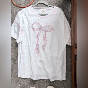 Peach Love California White and Pink Bow Tee